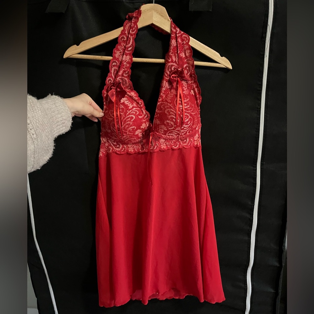 Gorgeous red lingerie dress with bow embellishements size Large